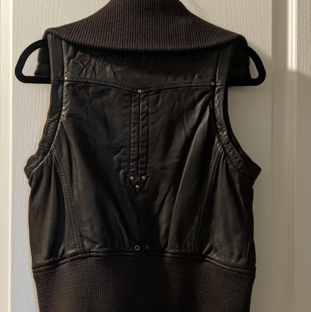 Brown leather riding vest